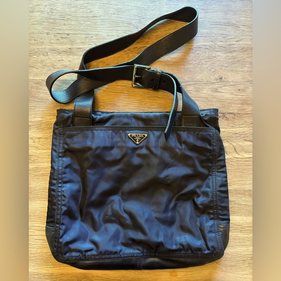 Prada Nylon & Leather Black Tote